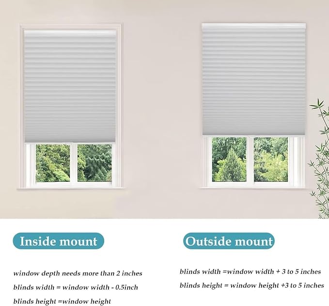 MYshade 1.5-Inch Cellular Cordless Light Filtering Shades, Honeycomb Window Blinds for Soft Daylight & Privacy, Thermal Insulation, Child Safe, Inside or Outside Mount (27" W x 72" H, Grey)