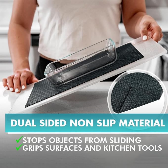 Kitchen Drawer Liners Shelf Liners for Kitchen Cabinets - Truly Non Slip, Non Adhesive Kitchen Cupboard Liners - Easy Cut/Fit, Protect Any Shelves, Wardrobe, Bathroom Surfaces (Black, 30 x 900cm)
