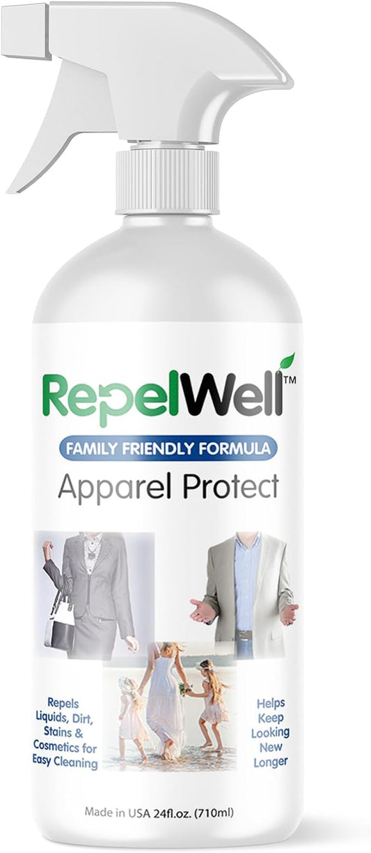 RepelWell Apparel Protect (24oz) Stain & Water Repellent Spray – Non-Toxic, Eco-Friendly, Pet-Safe Sprays for Clothing & More