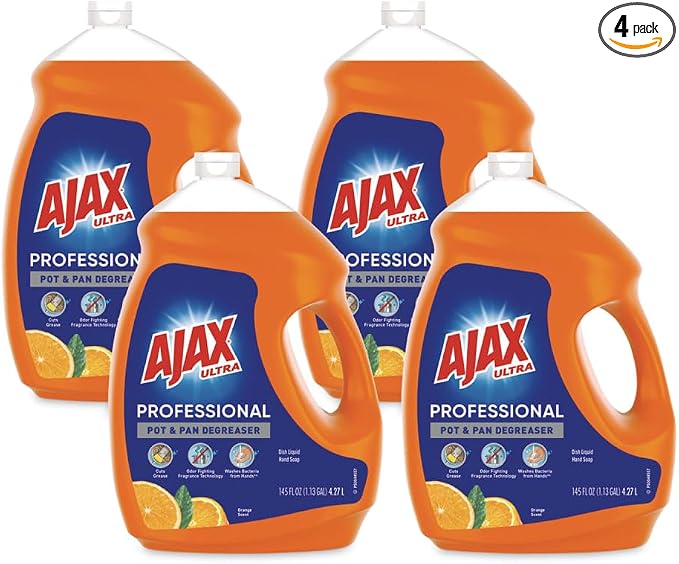 Ajax Ultra Professional Antibacterial Pot & Pan Dish Soap, Orange Scent, 145 fl. oz. (1.13 gal.), 4/Pack (61034313CT)
