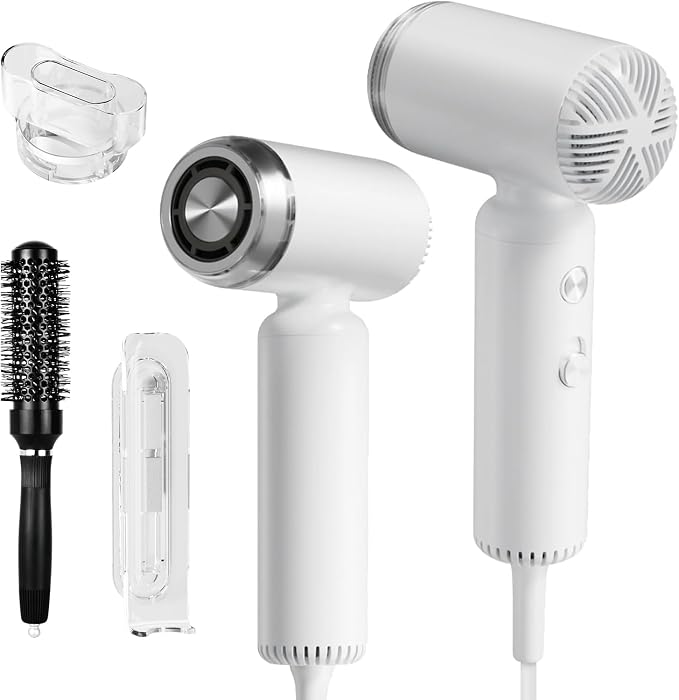 Hair Dryer, Webeauty Travel Mini High-Speed Blow Dryer, 110,000RPM Brushless Motor for Fast Drying, 200 Million Negative Ions for Frizz Smoothing, Portable Lightweight with Brush for Women