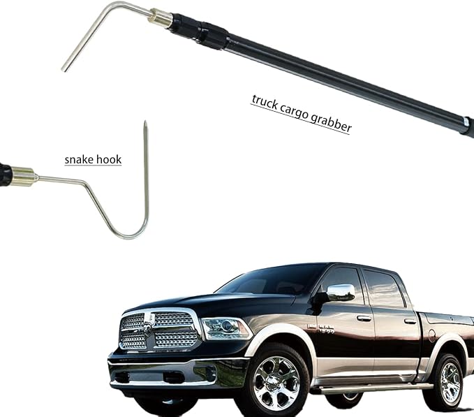 7FT Telescopic Aluminum Snake Hook, 2-in-1 Extendable Truck Cargo Grabber, Heavy Duty Wildlife & Pickup Retrieval Tool