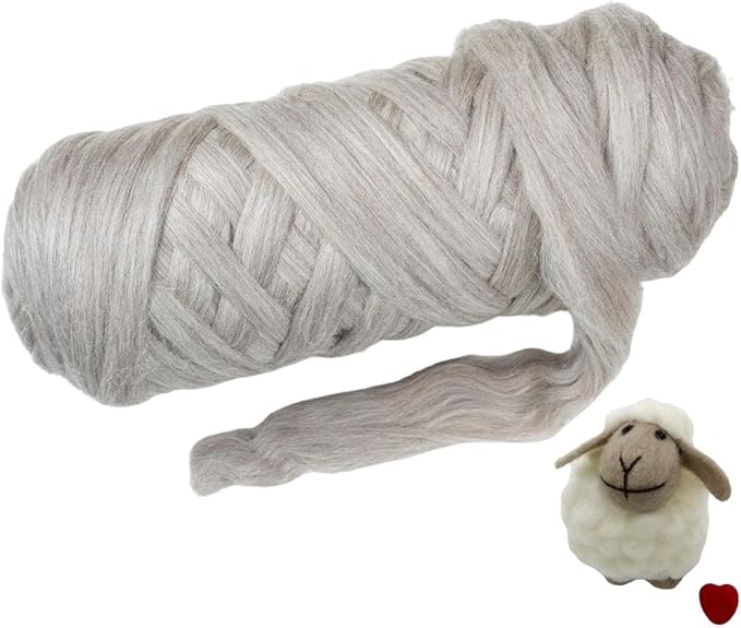Natural Wool Bulk roving, 4 lb. Best Wool for Spinning, arm Knitting, Felting, Chunky Blankets Yarn and Tapestry. Natural Colors, un-Dyed. (Sand, 4 lb)