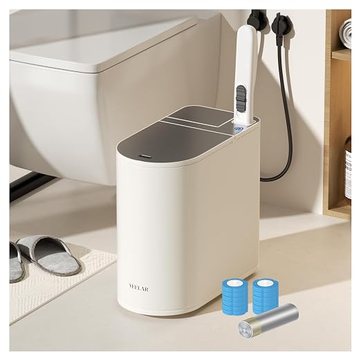 Motion Sensor Bathroom Trash Can and Toilet Brush Holder Set