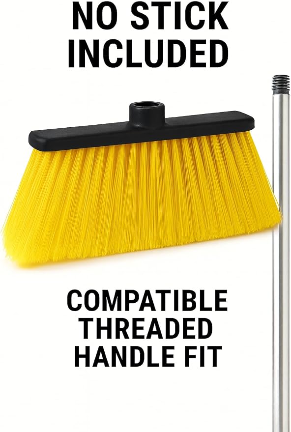 Broom Head Set – 2 Pack (Red & Yellow) Soft Bristles for Indoor Outdoor Cleaning, Universal Threaded Socket, Heavy-Duty Replacement Heads