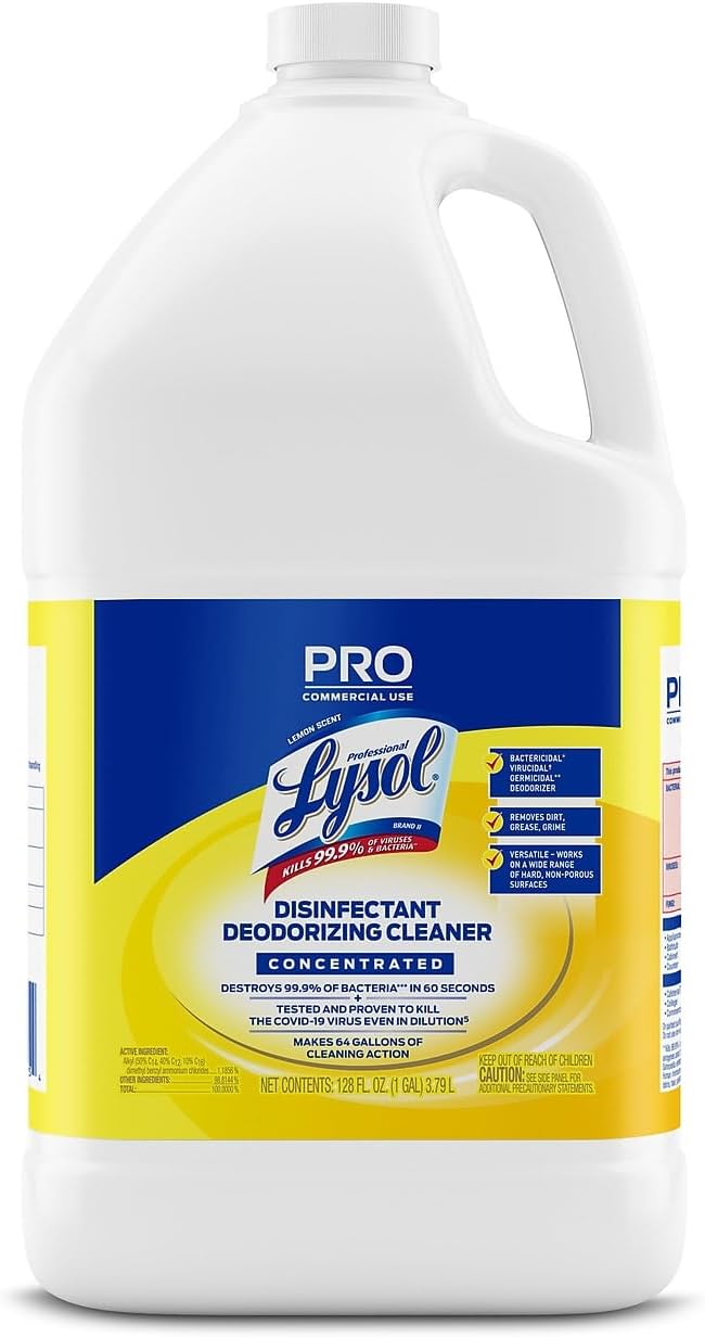 Lysol Professional Lysol Professional Disinfectant Deodorizing Cleaner 128 Pack of, Yellow, Lemon, 512 Ounce, (Pack of 4)