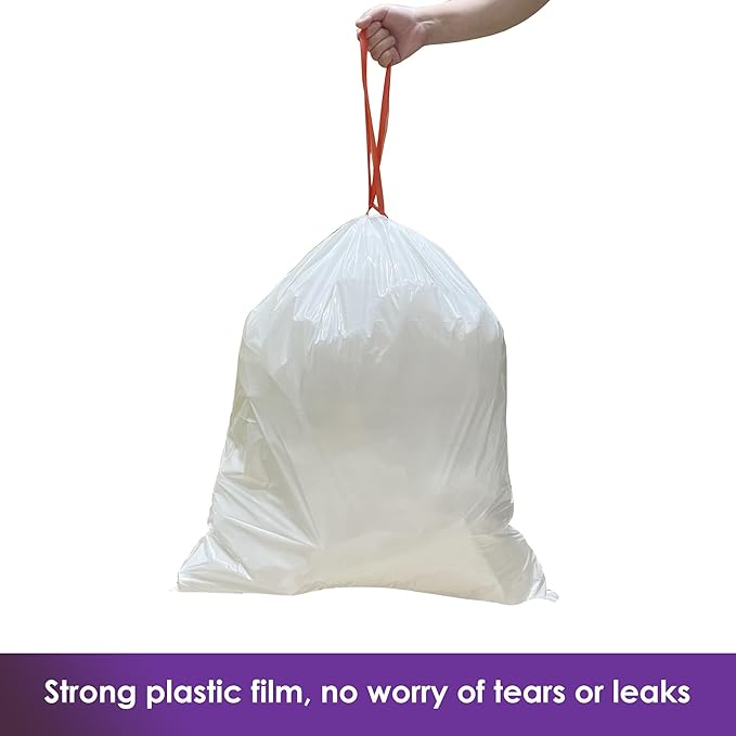 HygiCare 13 Gallon Tall Kitchen Trash Bags, Lavender Scented 200 Count Drawstring Garbage Bags, Pre-Separated, Odor Control, Ultra Strong, Leakproof, Sturdy, White