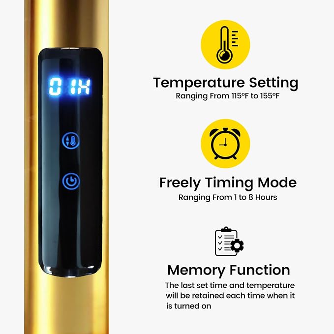 Heated Towel Racks for Bathroom 8-Bars, 23" Wall Mounted Electric Towel Warmer Racks with Timer & Temperature Control,Gold