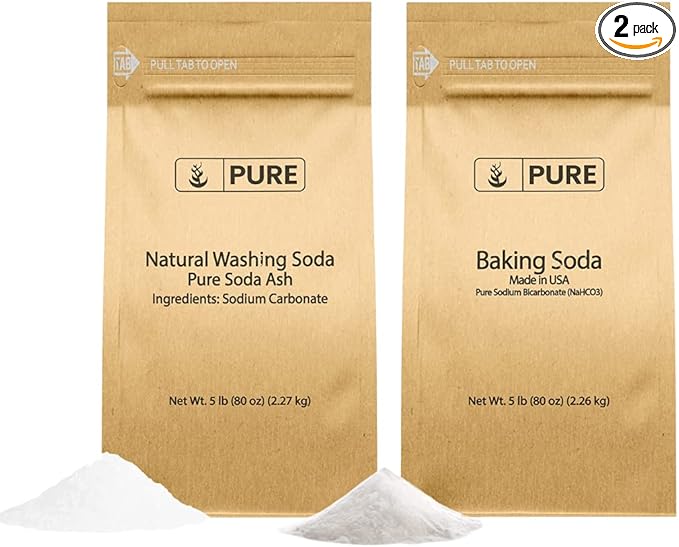 Pure Original Ingredients Baking Soda & Washing Soda Bundle (5lb), Fine Powder, Cleaning, Cooking & Baking