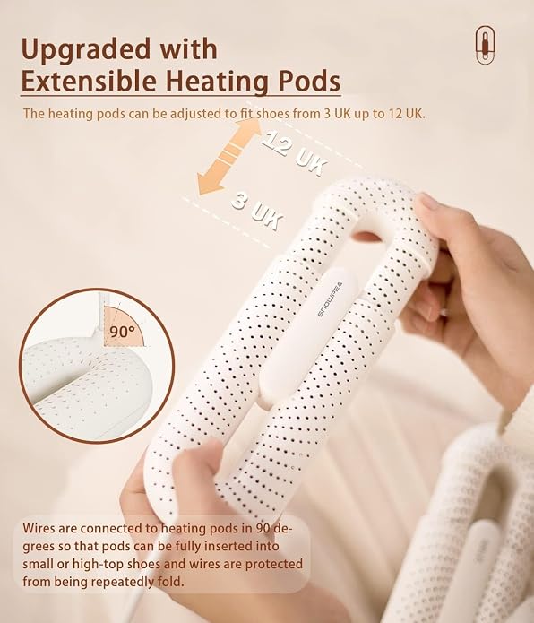 Snowpea Electric Shoe Dryer, Ski Boots Dryer, Shoe & Boot Warmer for Sweaty Sneakers Trainer Shoes with 3/6/9 Hours Timer