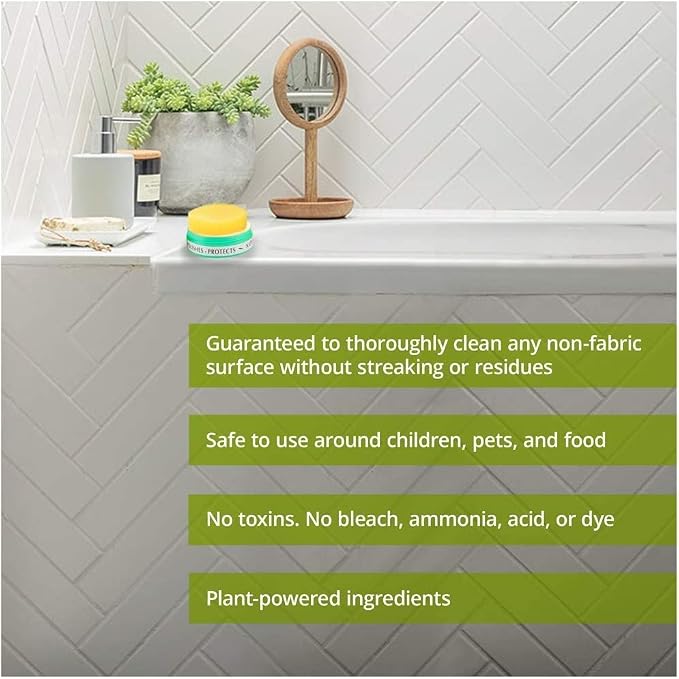 All Natural Multipurpose Cleaner for Bathroom, Floor, Kitchen and More | 300g Lavender Natural Clay Tub + Sponge (2-Pack) Includes Bonus Diamond Towel Cleaning Supplies Kit