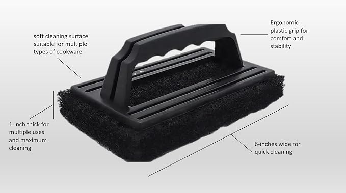 12-Pack Heavy-Duty Black Scrubber Brush for Grills, Griddles & Bakeware - Cold Surface Use Only, Durable Bristles, Ergonomic Handle, Ideal for Home, Restaurant & Commercial Use