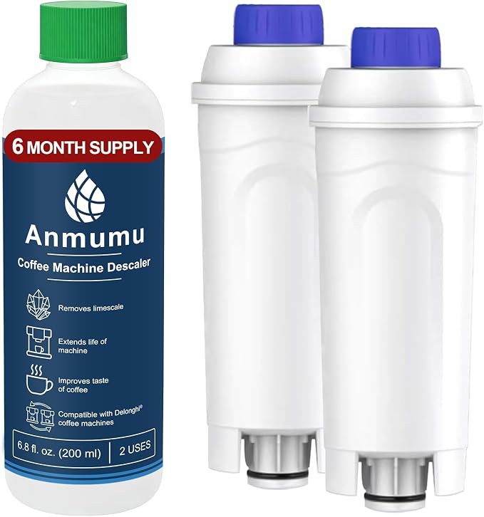 Delonghi* Compatible Cleaning&Descaling Kit - 1 Bottle 200ML Descaling Solution with 2 Pack Coffee Filter Replacements DLSC002,Fits ECAM,Esam,ETAM Coffee Machines