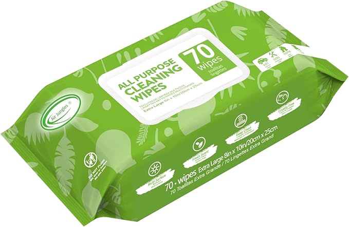 Air Jungles 3in1 Leather Cleaner Wipes 70 Count (Pack of 1), and All Purpose Car and Home Cleaning Wipes 70 Count