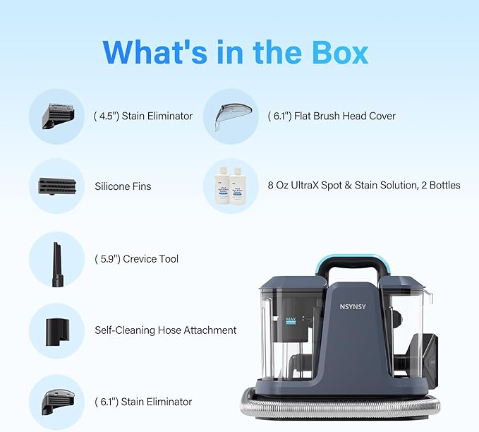Upholstery Cleaner Machine & Carpet Cleaner | Portable Spot Cleaner with Strong Suction and Scrubbing Brush for Pet Stains, Spills on Couches, Rugs, Mattresses, Car Interiors