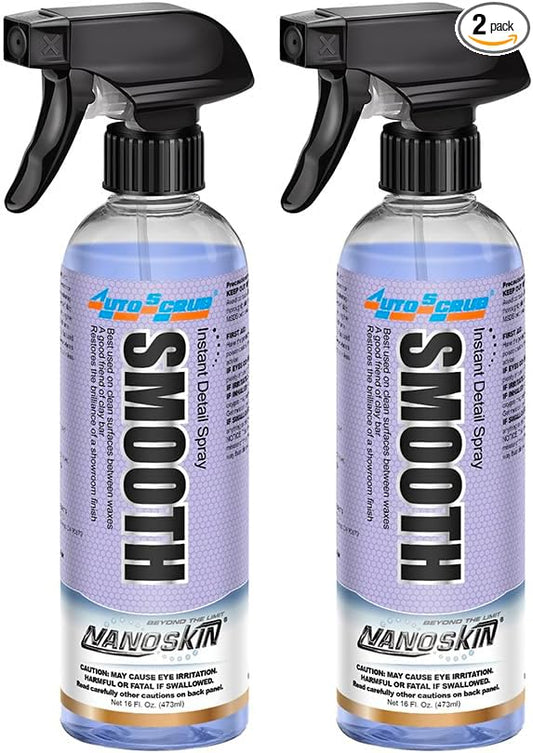 Nanoskin SMOOTH Quick Detailer Spray 32 Oz. (2x16 Oz) | Post Car Wash Gloss Enhancer, Wax Booster & Clay Lubricant | Effortless Dust, Smudge & Fingerprint Remover for Cars, Boats, Hot Rods & More