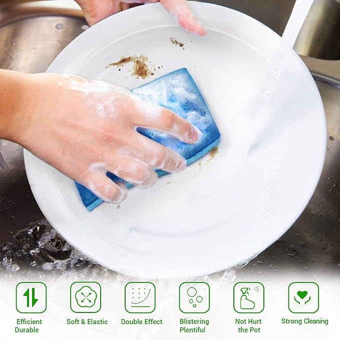 AIDEA-Brite Non-Scratch Scrub Sponge-24Count, Sponges for Dishes, Cleaning Sponge, Cleans Fast Without Scratching, Stands Up to Stuck-on Grime, Cleaning Power for Everyday Jobs