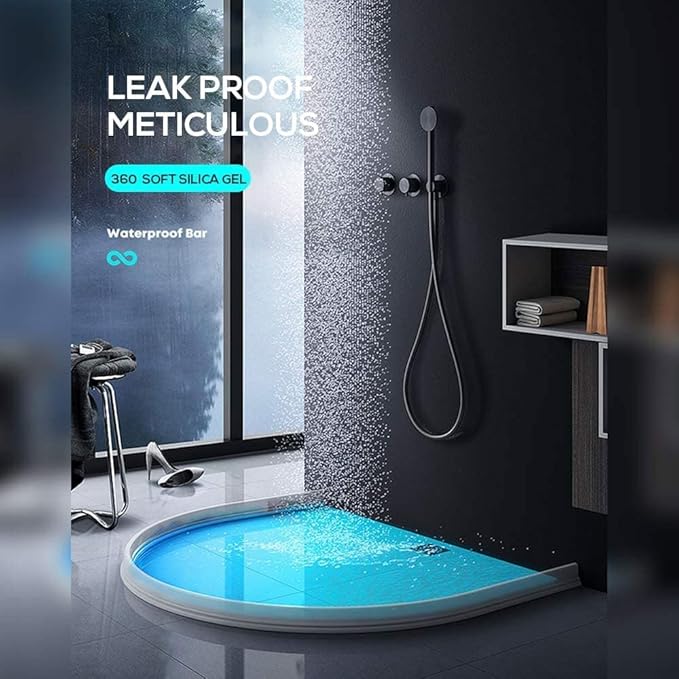 Hi-Na 3ft/5ft/6ft/8ft10ft Collapsible Shower Threshold Water Dam Water Barrier for Shower and Water Stopper Keeps Water Inside Water Threshold for Wet and Dry Separation (10ft, Clear)