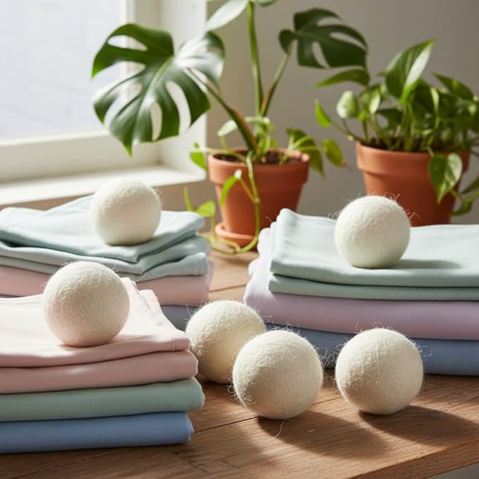 Lobenze & Luna Wool Dryer Balls, Pack of 6 XL, 100% Premium New Zealand Wool, Reusable Eco-Friendly Laundry Balls, Helps Reduce Wrinkles & Static, Helps Shorten Drying Time
