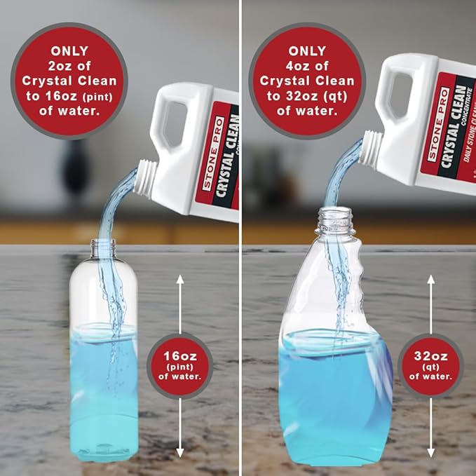 Stone Pro Crystal Clean - Surface Cleaner & Sealer, Concentrate 32 oz Quart