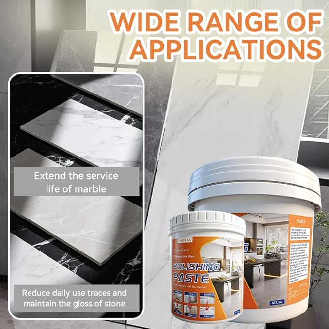 Professional Nature Stone Polishing Kit with Paste | Sealer & Protectant for Marble, Granite, Quartz Countertops, Floors & Walls - Must Be Used with Polishing Machine (1kg)