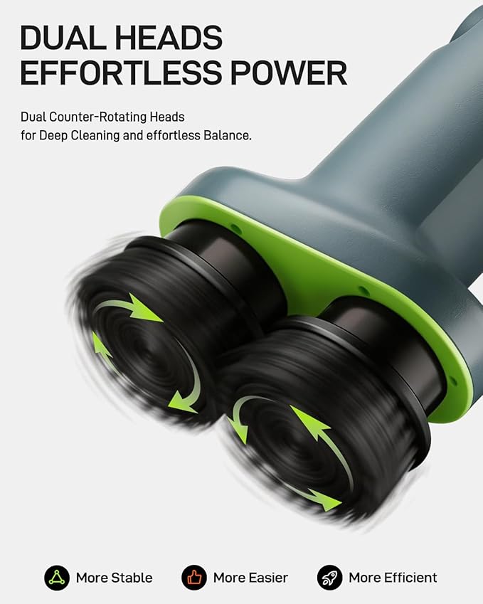 Electric Cleaning Brush, Dual Head Power Brush Scrubber with Infrared Control, 8-in-1 Cordless Power Scrubber for Bathroom & Shower, Electric Scrubber with Adjustable Handle for Bathtub, Tile, Floor