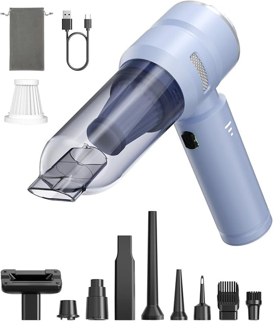 VNOST Car Vacuum,3 Suction Modes,Portable Mini Cordless Cleaner with 50000pa Suction Power,Type-C Charge,Handheld Vacuum for Home,Car,Birthday Gifts for Men Dad Husband (Blue)