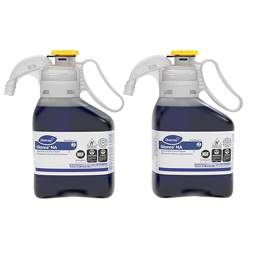 Diversey 101106662 Glance NA Glass and Multi Surface Cleaner, Non Ammoniated Streak Free Cleaner, SmartDose Concentrate, Unscented, 1.4 Liter (Pack of 2)