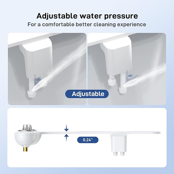 GarveeHome Bidet Attachment for Toilet, Dual Self-Cleaning Nozzles with Rear & Feminine Wash, Adjustable Water Pressure, Easy Installation, White Hygienic Bathroom Accessory