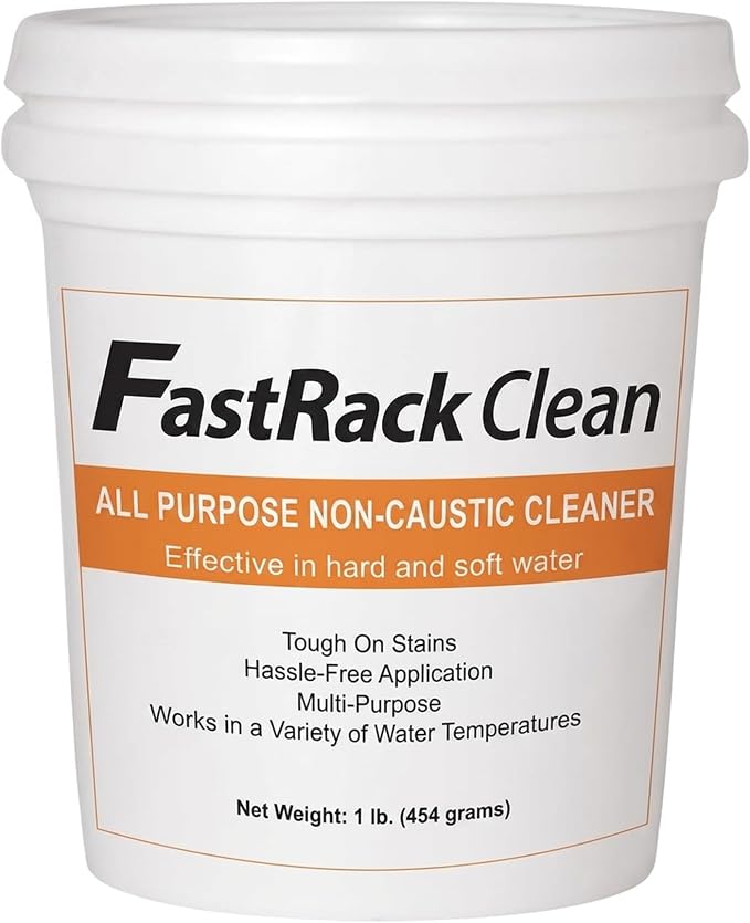 FastRack FastClean 1 lb Non Caustic Cleaner for homebrewing and winemaking, Alkaline Homebrew Cleaner with Powerful Formula and Hassle-free Cleanup, Ideal Cleanser for Brewing Equipment - 16 oz