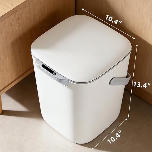 4 Gal Trash Can with Lid,Motion Sensor Trash Bin, Automatic Touchless Garbage Can,Odor Control, 15 Liter White Wastebasket Bin for livingroom,Bedrooms,Bathrooms,Office,Kitchens.
