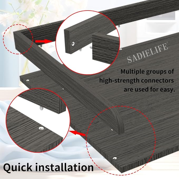 Washer Dryer Countertop Only, 27.5" x 27.5" Laundry Room Countertop for Folding, Washer and Dryer Countertop Single with Non-Slip Pads, Easy Install Washer and Dryer Topper with Edge Rails Gray