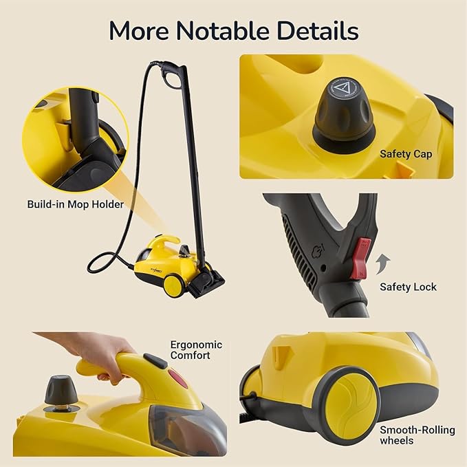STEAMBOT 34-in-1 Steam Cleaner mop for Home & Car, 2L Water Tank, 4.3ft Hose, Deep Steam Cleaning for Floors, Tiles, Grout, Windows, Kitchen, Living Room – Multi-Surface Steamer