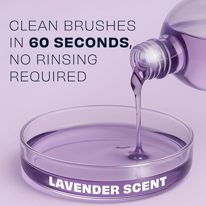 Original Lavender Makeup Brush Cleaner - Professional Cleanser for Makeup Brushes - Quick-Drying, Rinse-Free Formula - Removes Stubborn Waterproof Make Up, 16 oz