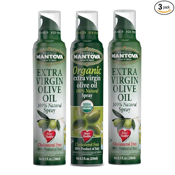 Mantova Extra Virgin Olive Oil Spray Set - Organic Extra Virgin Olive Oil Spray | 100% Extra Virgin Olive Oil Spray - Product Of Italy, 3 Count, 8 Fl Oz