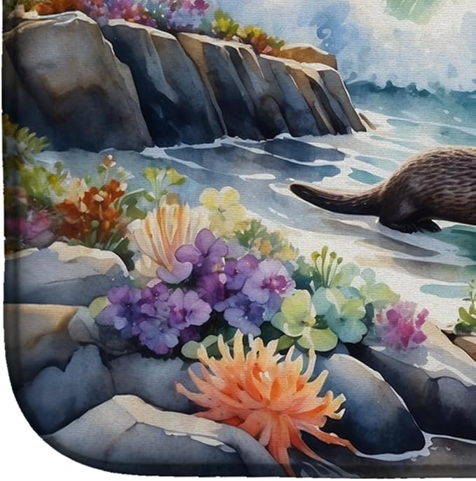 Caroline's Treasures Coastal Wildlife Seals Dish Drying Mat Absorbent Dish Drying Mat Pad for Kitchen Counter Dish Drainer Mat for Countertop, 14 x 21", Multicolor