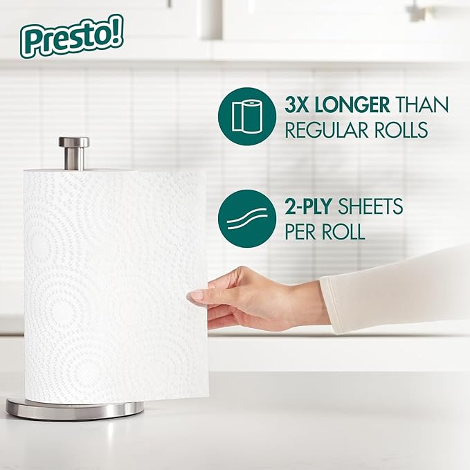 Presto! Paper Towels, 128 Sheet, 6 Rolls | Flex-a-Size | Family Roll | 3 Packs of 2 | White