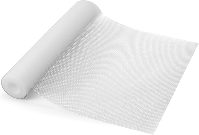 Shelf Liner 11.8"x236", Thick Clear EVA, Non-Adhesive Lays Flat | Protects against spills, stains & scratch; Dot grid for easy custom sizing; Fits kitchen cabinet, drawer, wire shelf & fridge