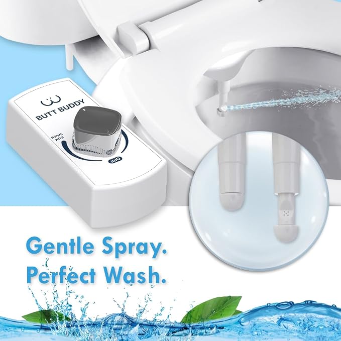Bidet Toilet Attachment – A Non-Electric Self Cleaning Fresh Water Sprayer with Adjustable Water Pressure Nozzle & Easy Home Installation (Self Nozzle Cleaning | Gentle Wash)