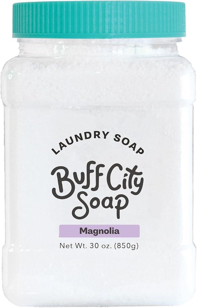 Buff City Soap - Plant Based Powder Laundry Soap - Made With 4 Simple Ingredients & No Harsh Chemicals - Magnolia, Apple, Blackberry, & Lemon Scented Laundry Detergent Powder - Magnolia