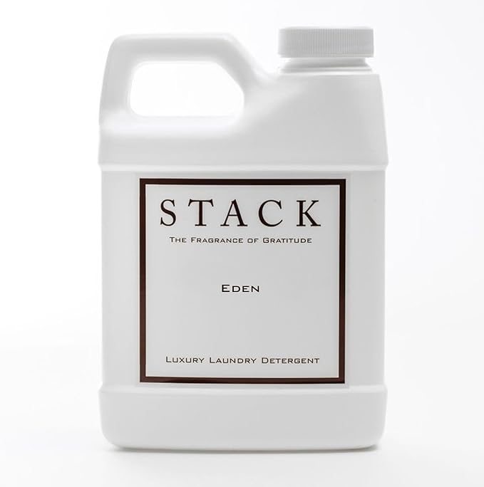 STACK Eden Luxury Laundry Detergent - Premium Scented Laundry Detergent for HE & Standard Washers - Infused with Passion Fruit & Mint - Paraben & Dye Free - Gentle & Effective Cleaning - 32 oz