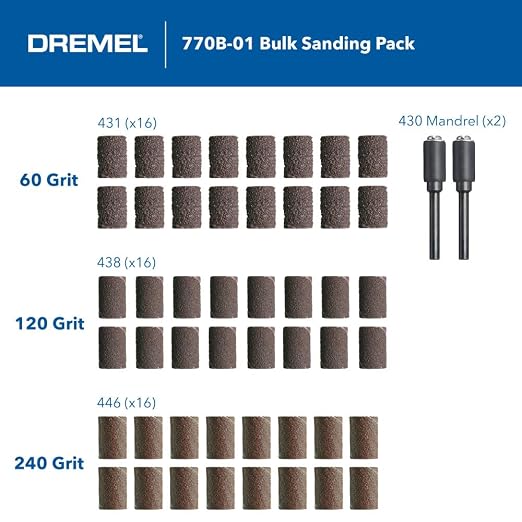Dremel 770B-01 1/4 in. (6.4 Mm) 60, 120 & 240 Grit Sanding Band Variety Kit