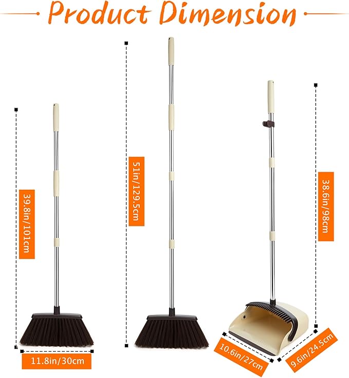 Washing Machine Cleaner Tablets 24 Pack+Broom and Dustpan Set(Beige)