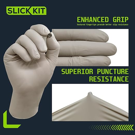 Disposable Nitrile Gloves, Smoky Taupe, Medium, Strong 4mil Non-Slip Grip, Powder Free, Latex Free - Box 100 Ambidextrous
