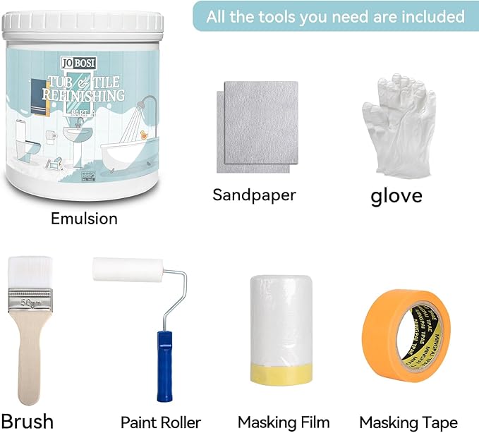 Gray Waterbased Tile Paint and Tile Refinishing Kit 32.0 Fl Oz， Quick-Dry TilePaint for Wall ，Floor, Sink Bathtub Paint for Bathroom, Kitchen, Toilets, Water Based，50-63sq.ft