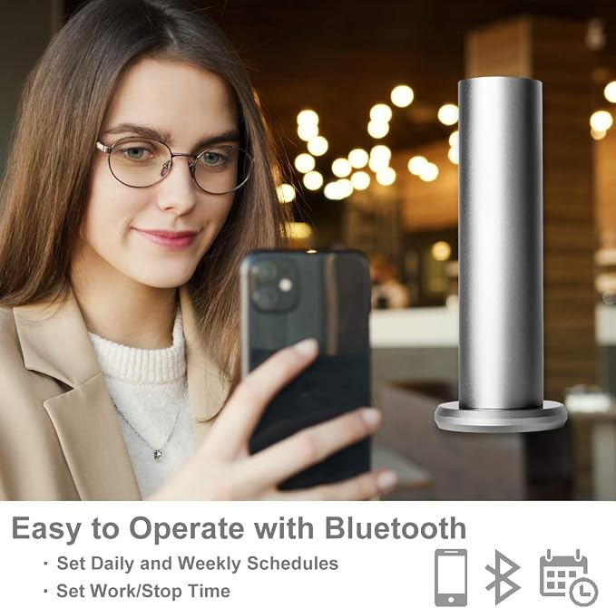 Bluetooth Essential Oil Diffuser for Aromatherapy Oils, Waterless Fragrance Diffuser, Cold-Air Diffusion Scent Air Machine for Home, Office (Silver)