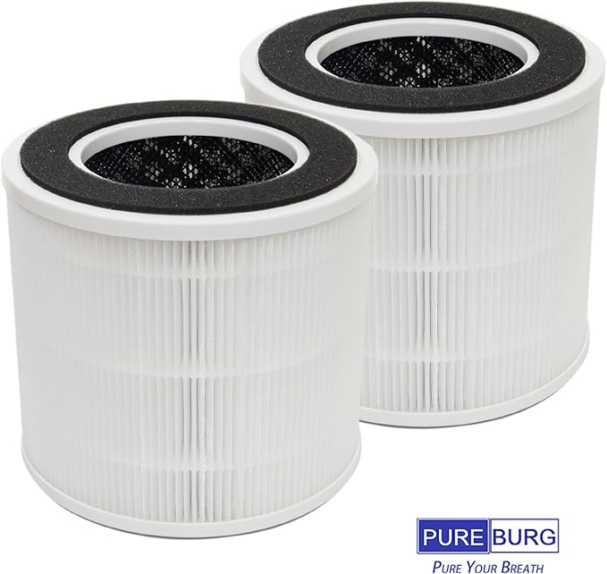 PUREBURG CA01FT-1 Replacement Filters Compatible with DH Lifelabs Sciaire Mini + HEPA Air Purifiers,2-Pack H13 HEPA Activated Carbon 3-Stage Filtration