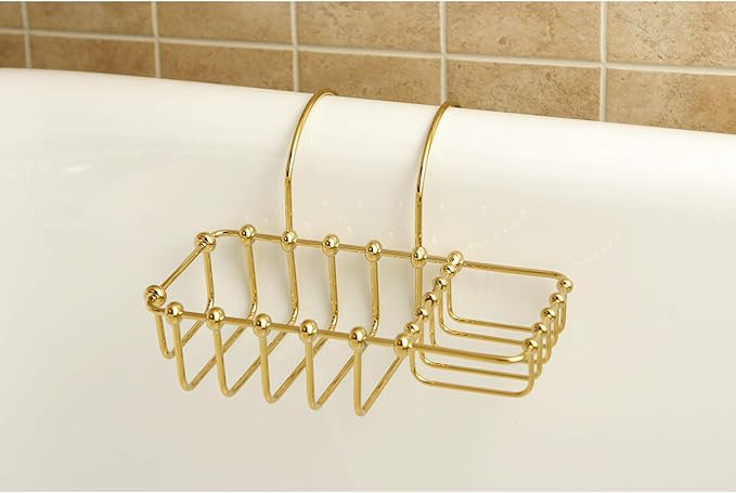 Kingston Brass CC2162 Clawfoot Tub Rim Soap and Sponge Holder, Polished Brass