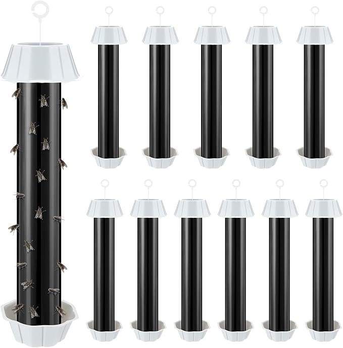 Qualirey Fly Traps for Indoor Outdoor Hanging Fruit Fly Stick Trap Sticky Mosquito for Home Insect 10 x 2.5 Inches(Black,12 Pcs)