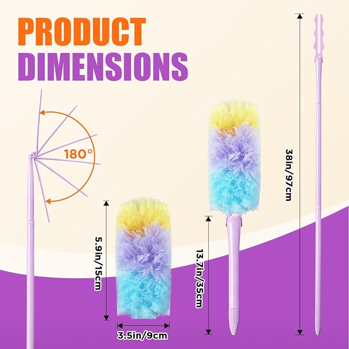 40Pcs Heavy Duty Duster Refills &1Handle, 360 Disposable Duster | 360° Feather DusterMultisurface Dusters with 4X Microfibers,Static Dust Removal Brush Compatible for Cleaning Furniture